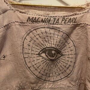 Lowest price i can go…. OOAK Magnolia Pearl Cropped Linen Eye 👁️ Poncho